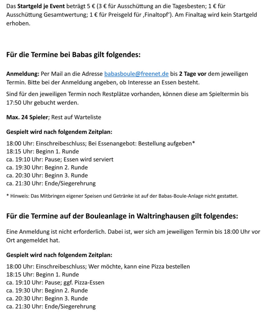 Boulefreunde-Babas Super-Mêlée-Runde 2026 @ Waltringhausen